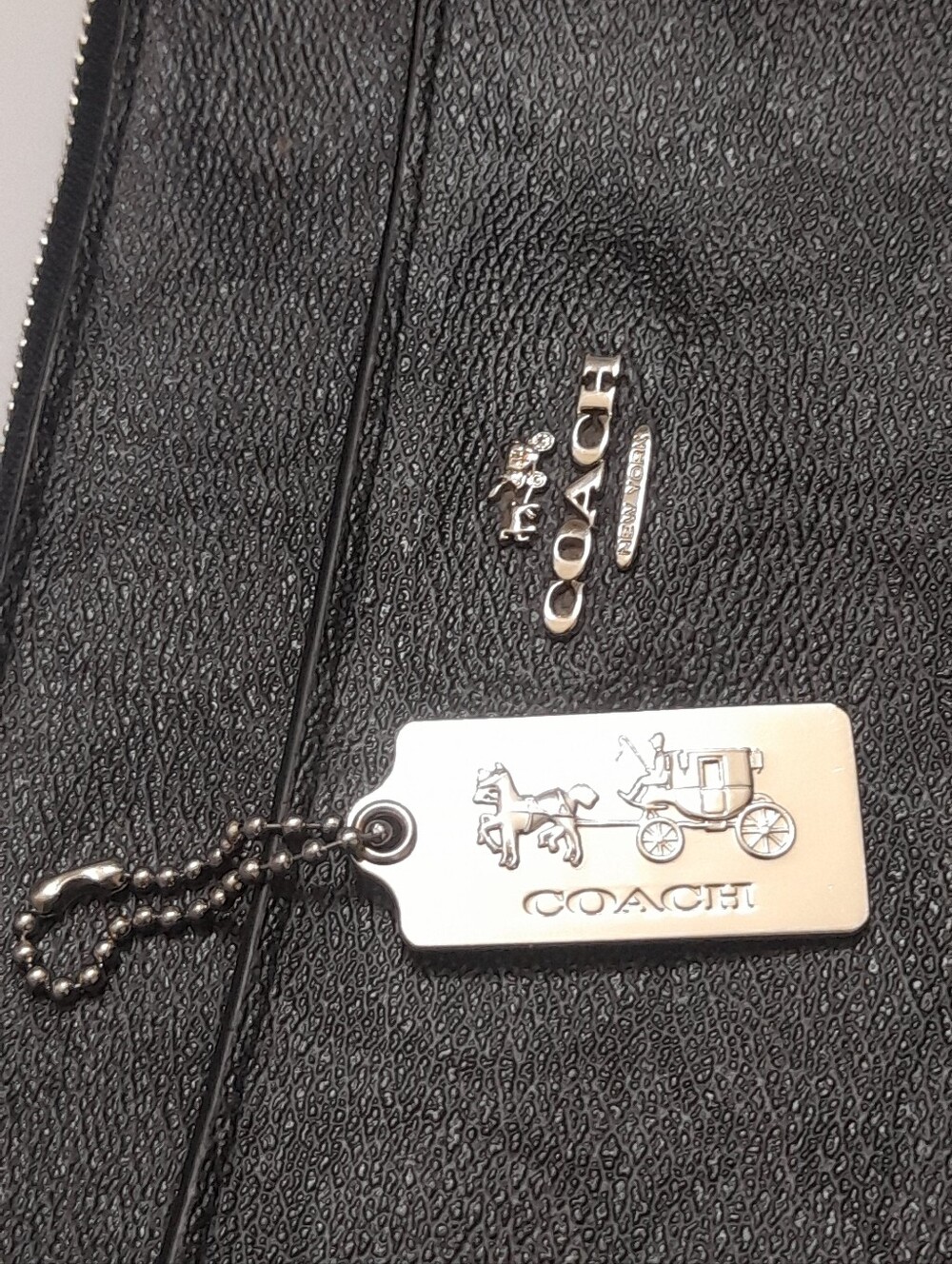 COACH Silver Tone Metal Plated Hang Tag Bag Charm Y2K